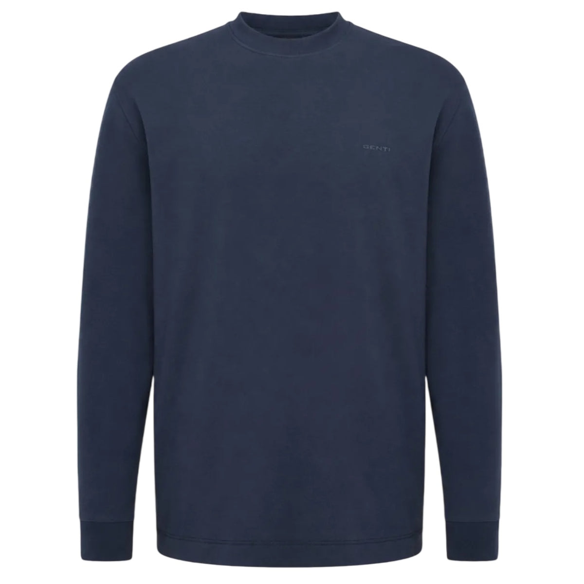 Genti Logo Langarm-T-shirt Dunkelblau