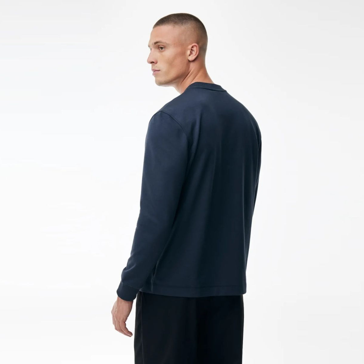 Genti Logo Langarm-T-shirt Dunkelblau