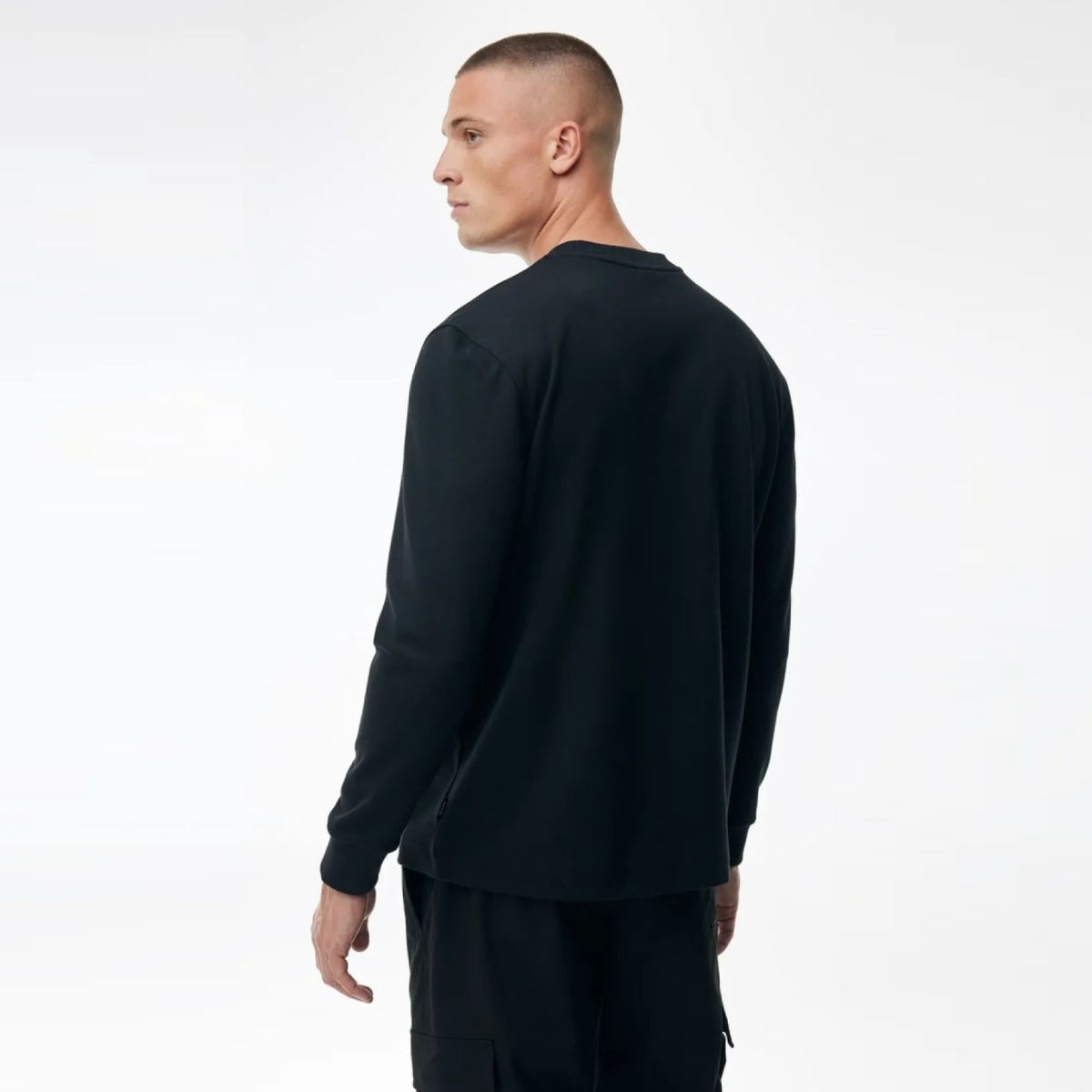 Genti Logo Langarm-T-shirt Schwarz
