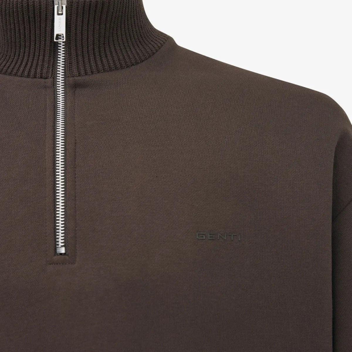 Genti Logo Turtle Half-Zip Pullover Braun