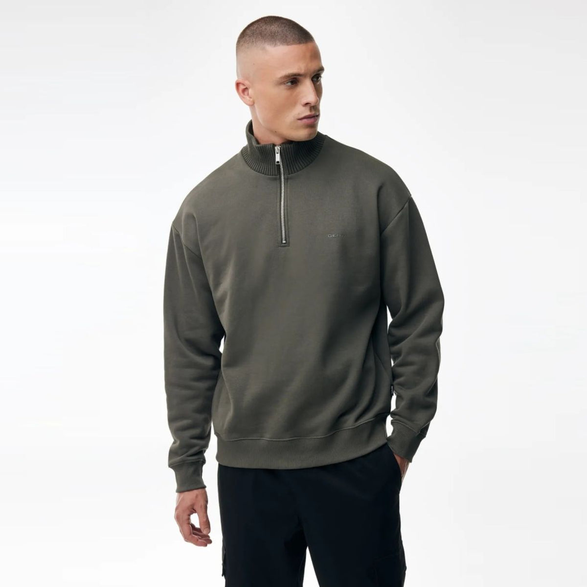 Genti Logo Turtle Half-Zip Pullover Dunkelgrün