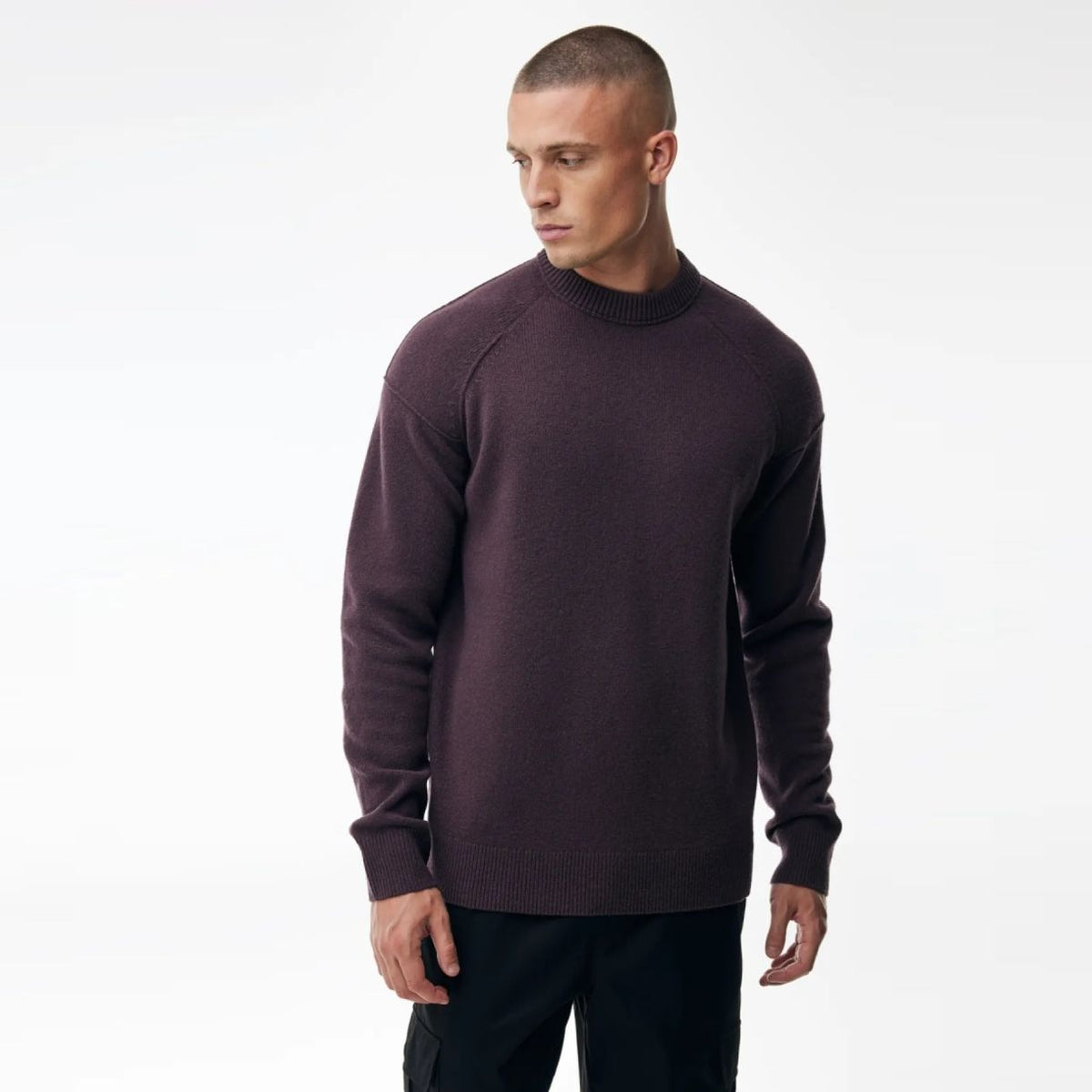 Genti Relaxed Wool Blend Pullover Bordeaux