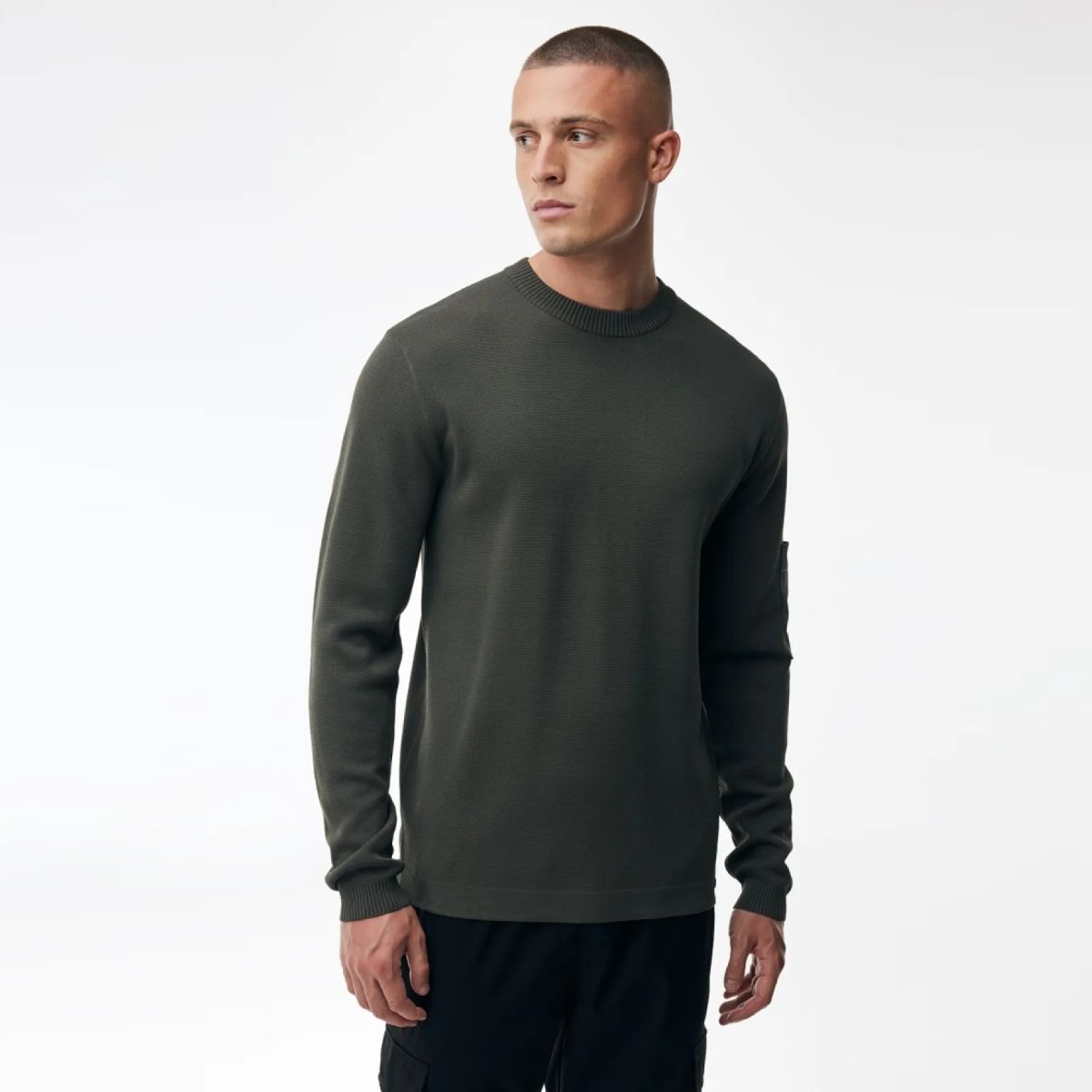 Genti Round Pocket Pullover Dunkelgrün