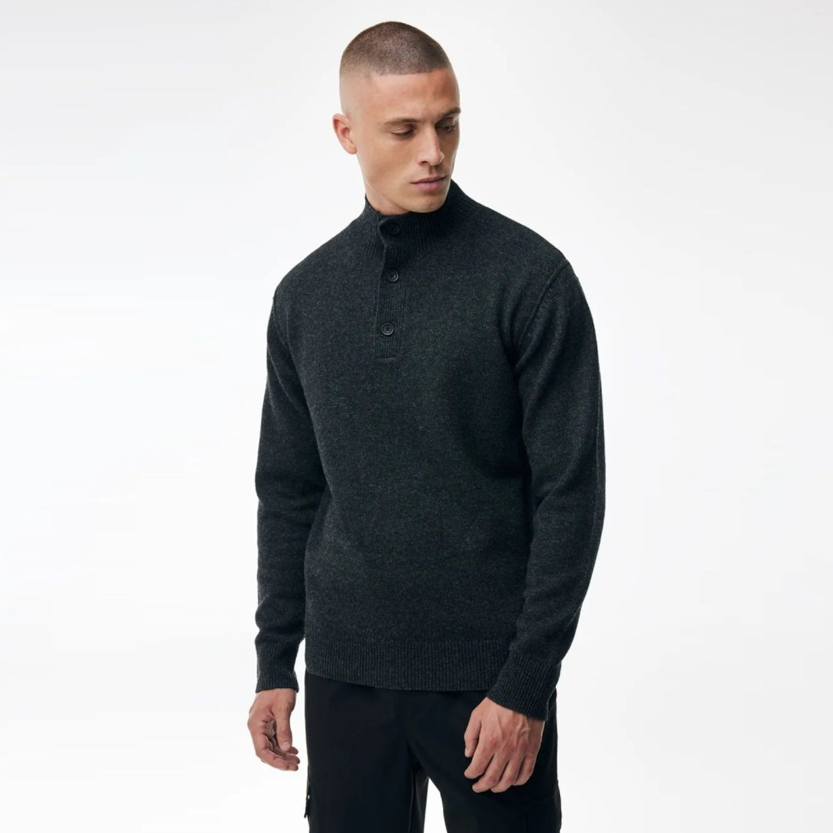 Genti Turtle 3 Buttons Pullover Anthrazit