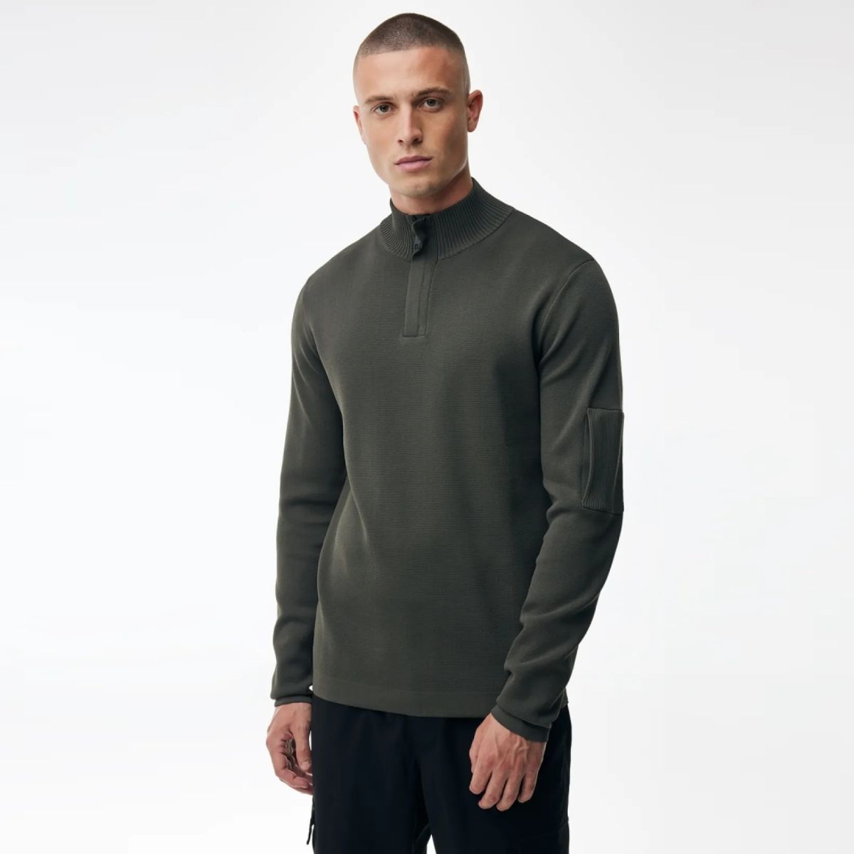 Genti Turtle Zip Pullover Dunkelgrün
