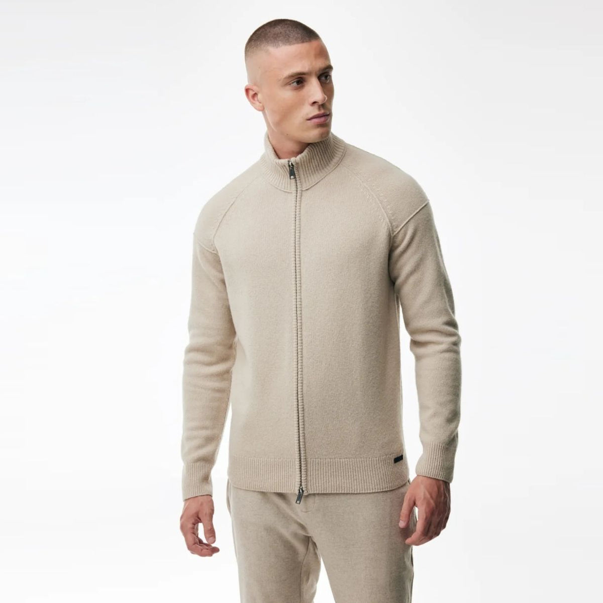 Genti Turtle Zip Weste Beige