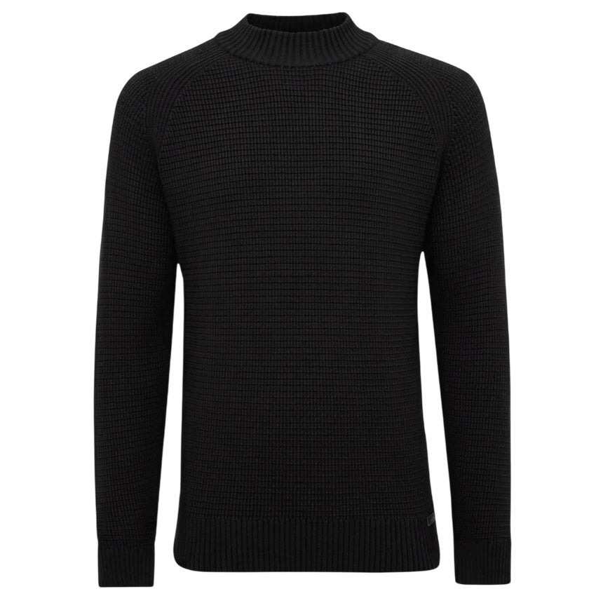 Genti Waffelstruktur-Pullover Schwarz