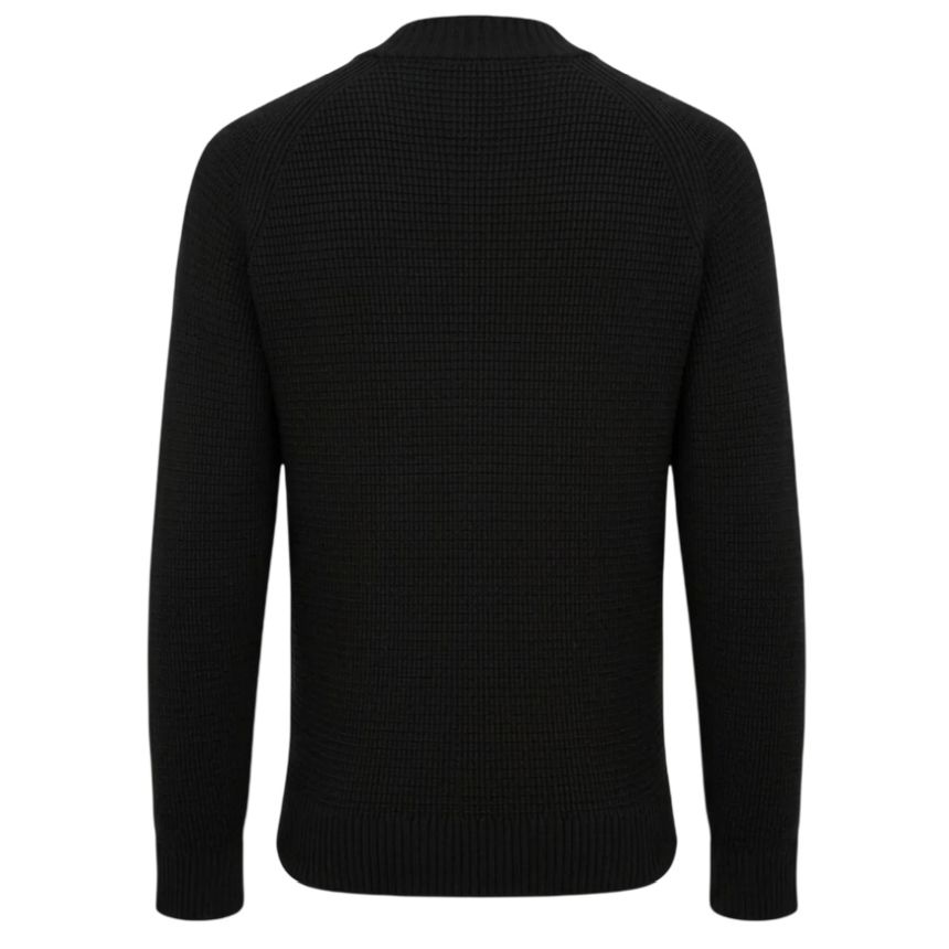 Genti Waffelstruktur-Pullover Schwarz
