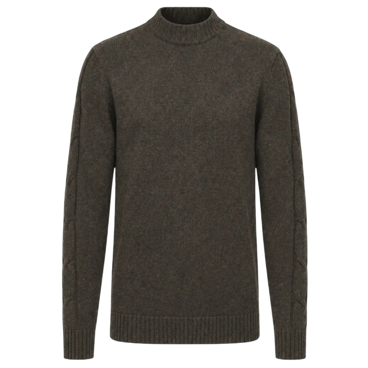 Gentiluomo Cable-Sleeve-Pullover Braun