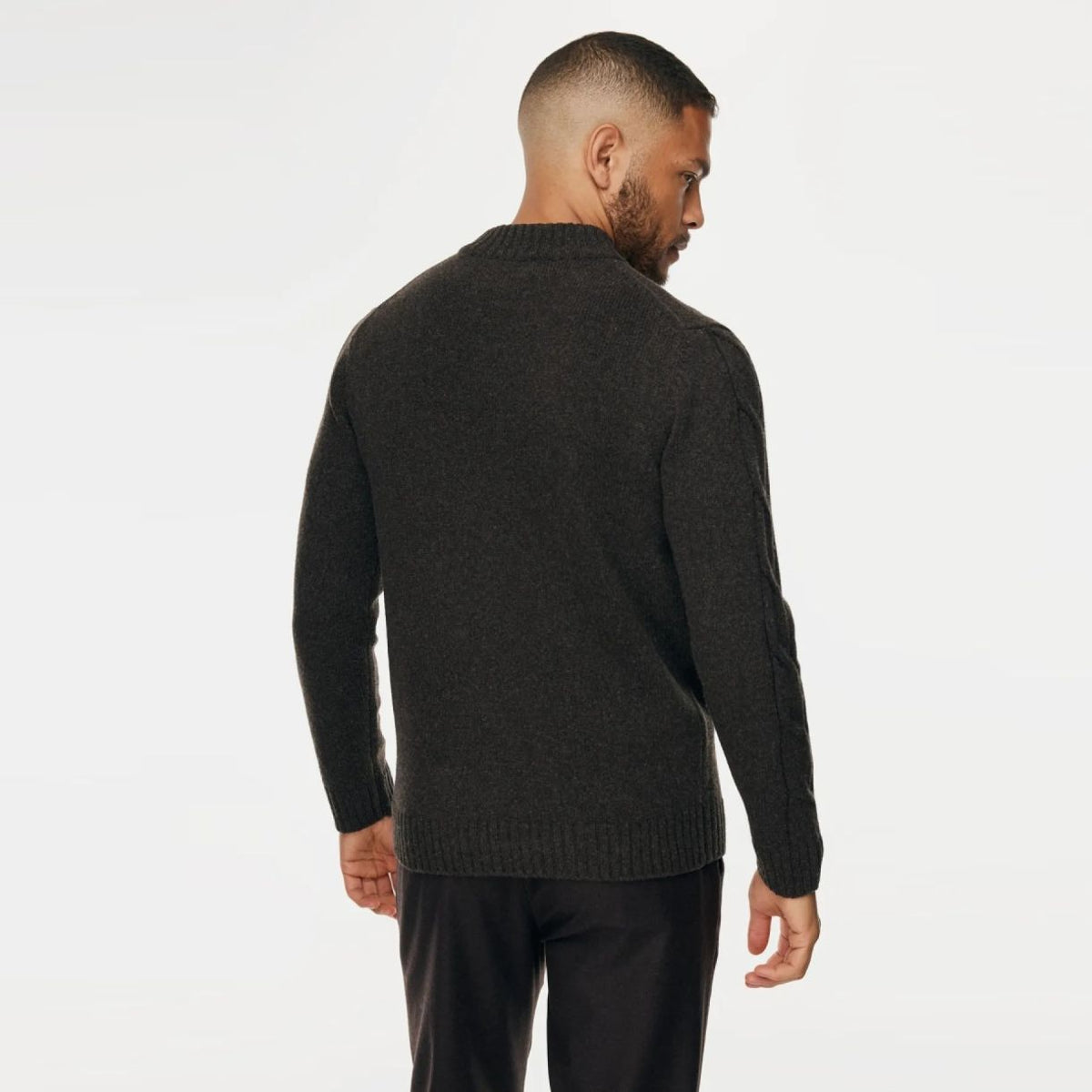 Gentiluomo Cable-Sleeve-Pullover Braun