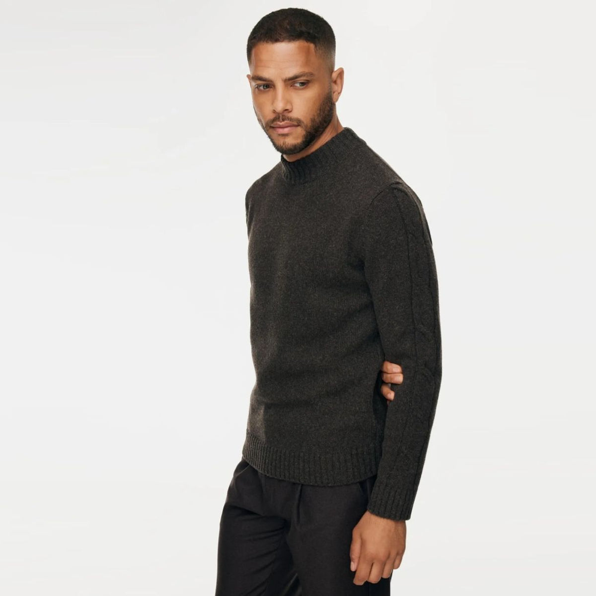 Gentiluomo Cable-Sleeve-Pullover Braun
