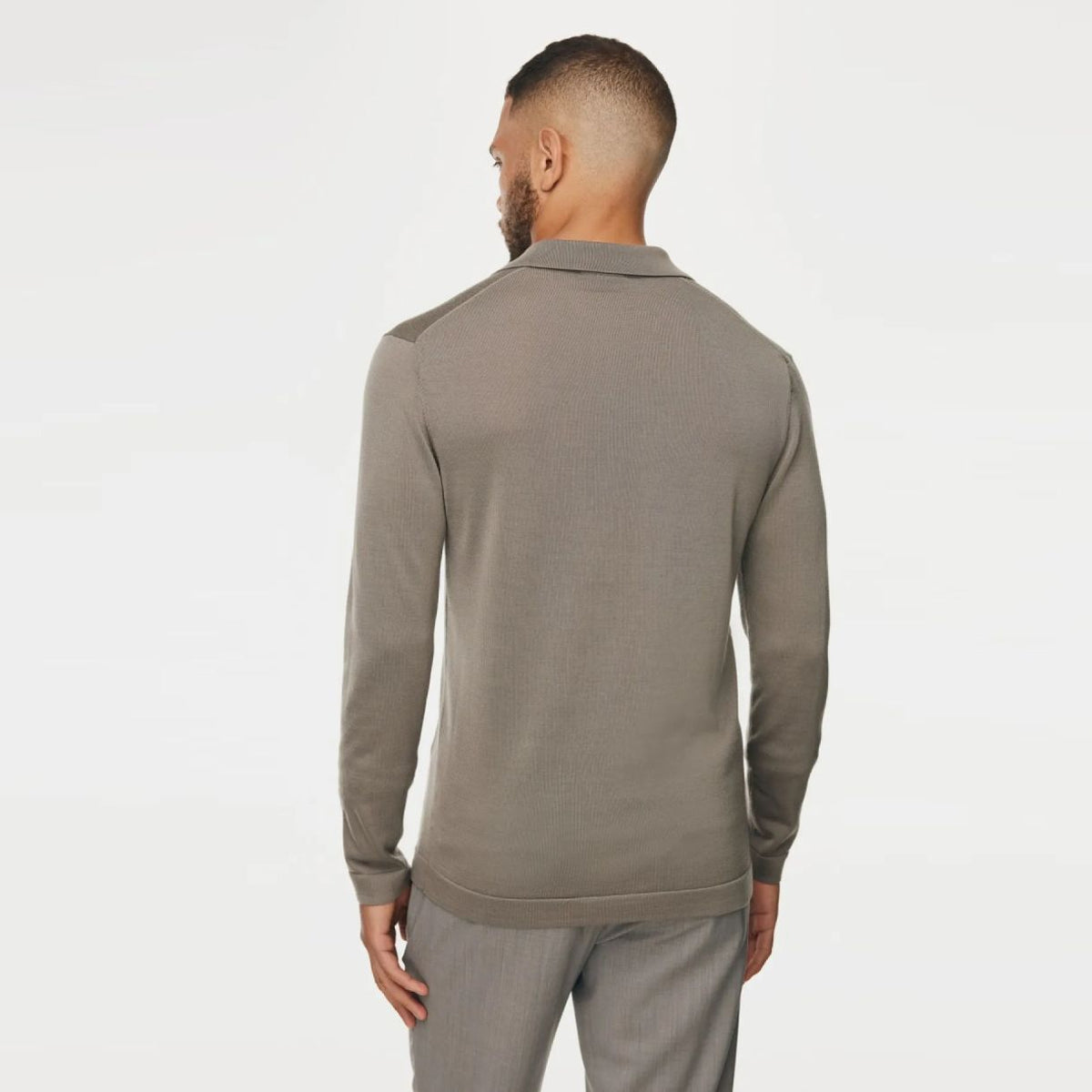 Gentiluomo No Buttons Langarm-Poloshirt Braun