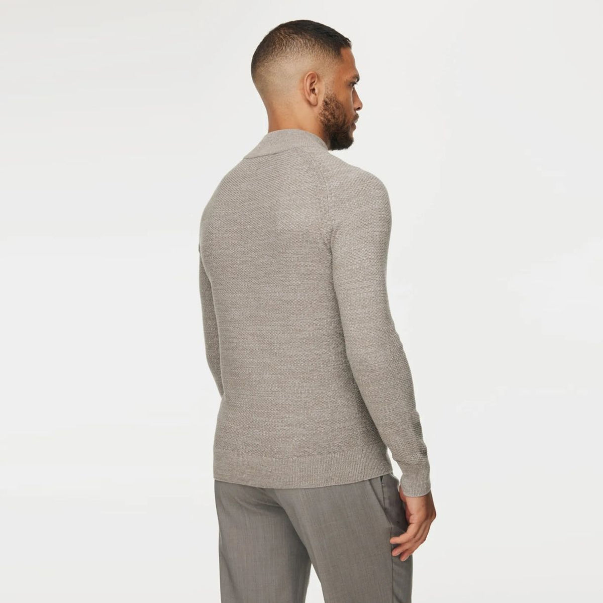Gentiluomo Structured Turtle-Zip-Pullover Beige