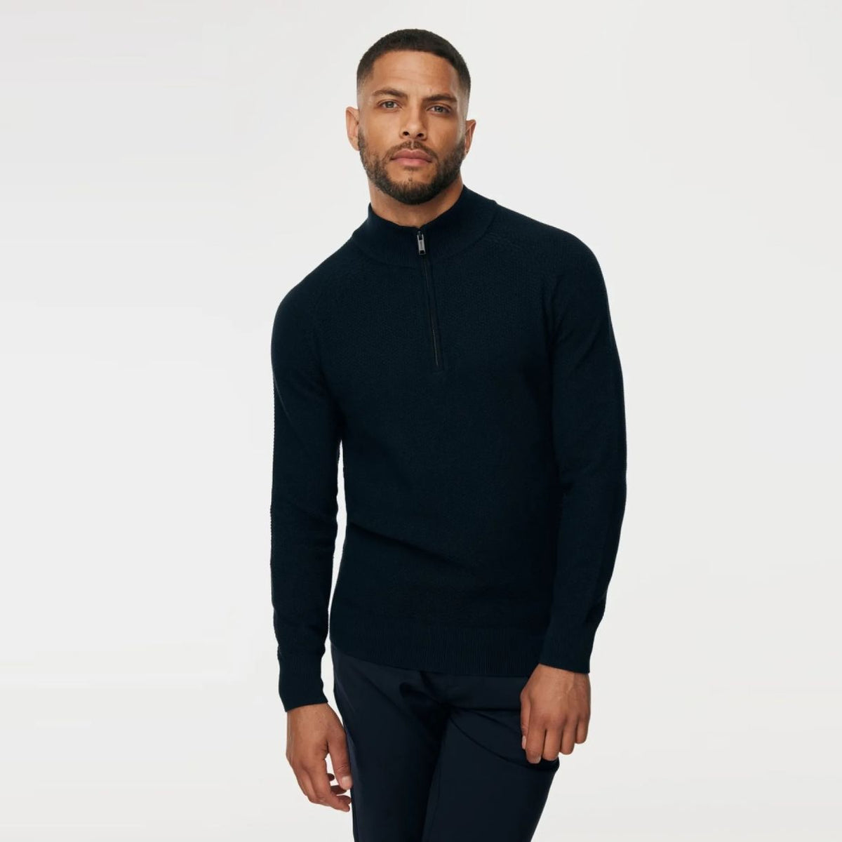 Gentiluomo Structured Turtle-Zip-Pullover Marine