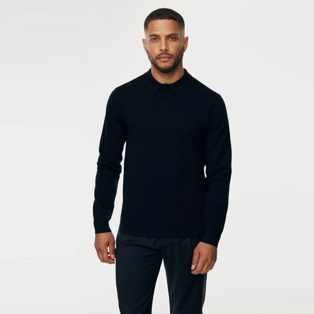 Gentiluomo Zip Langarm-Poloshirt Marine