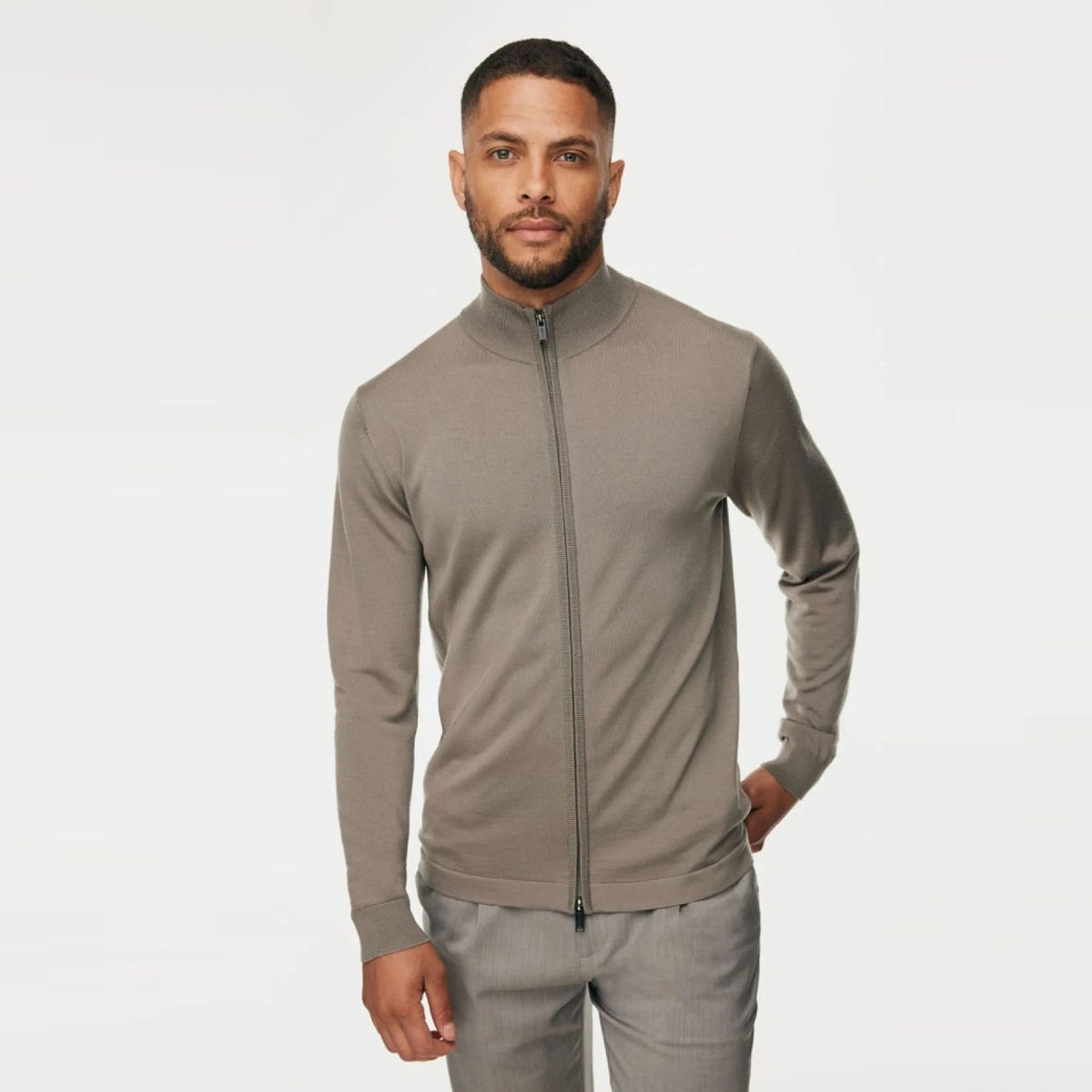 Gentiluomo Zip Weste Braun