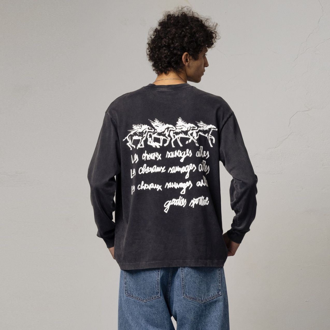 Goodies Sportive Les Chevaux Sauvages Langarm-T-shirt Anthrazit