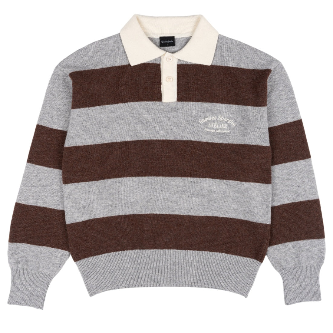 Goodies Sportive Shitake Langarm-Poloshirt Braun/Grau