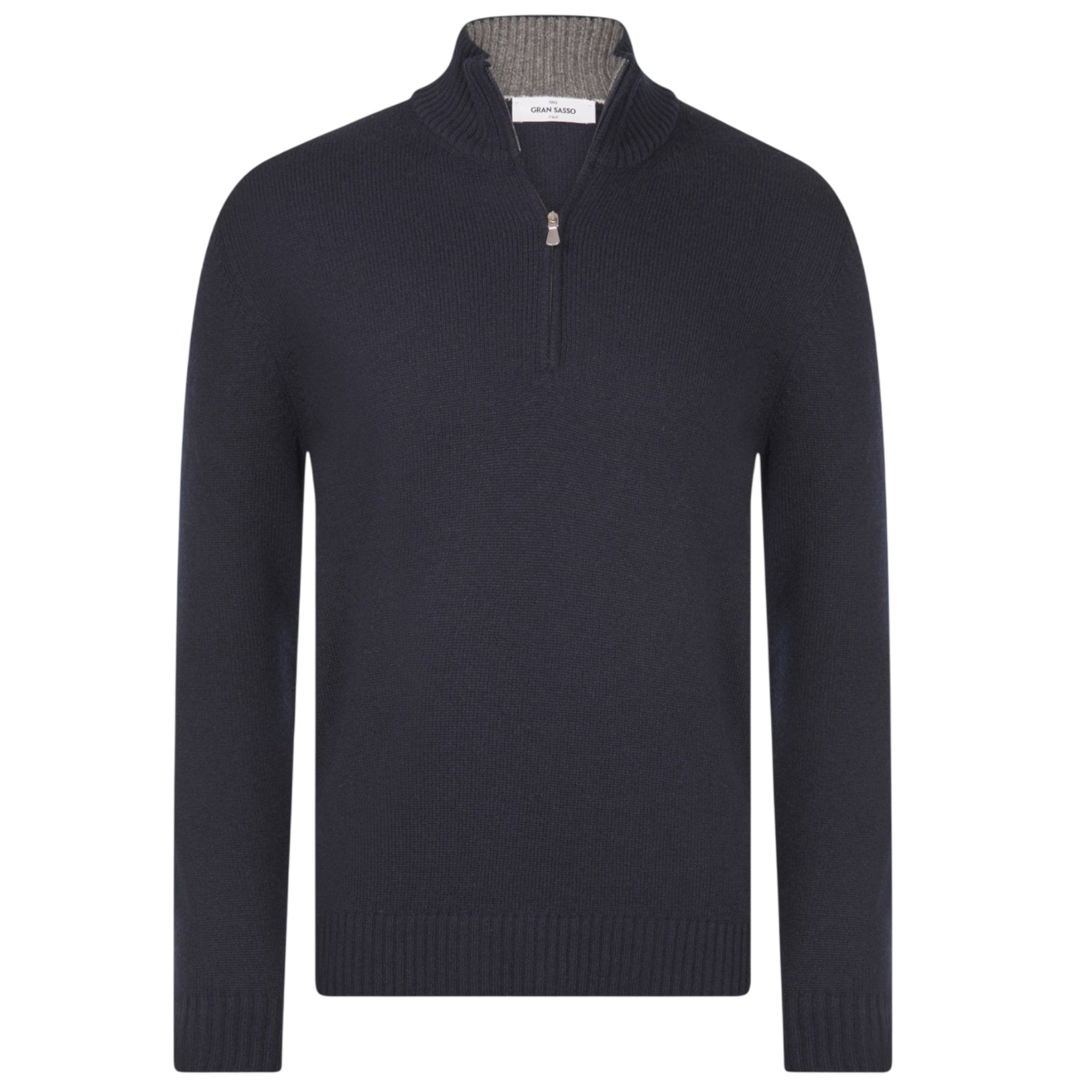 Gran Sasso Knitted Mock Zip Pullover Marine