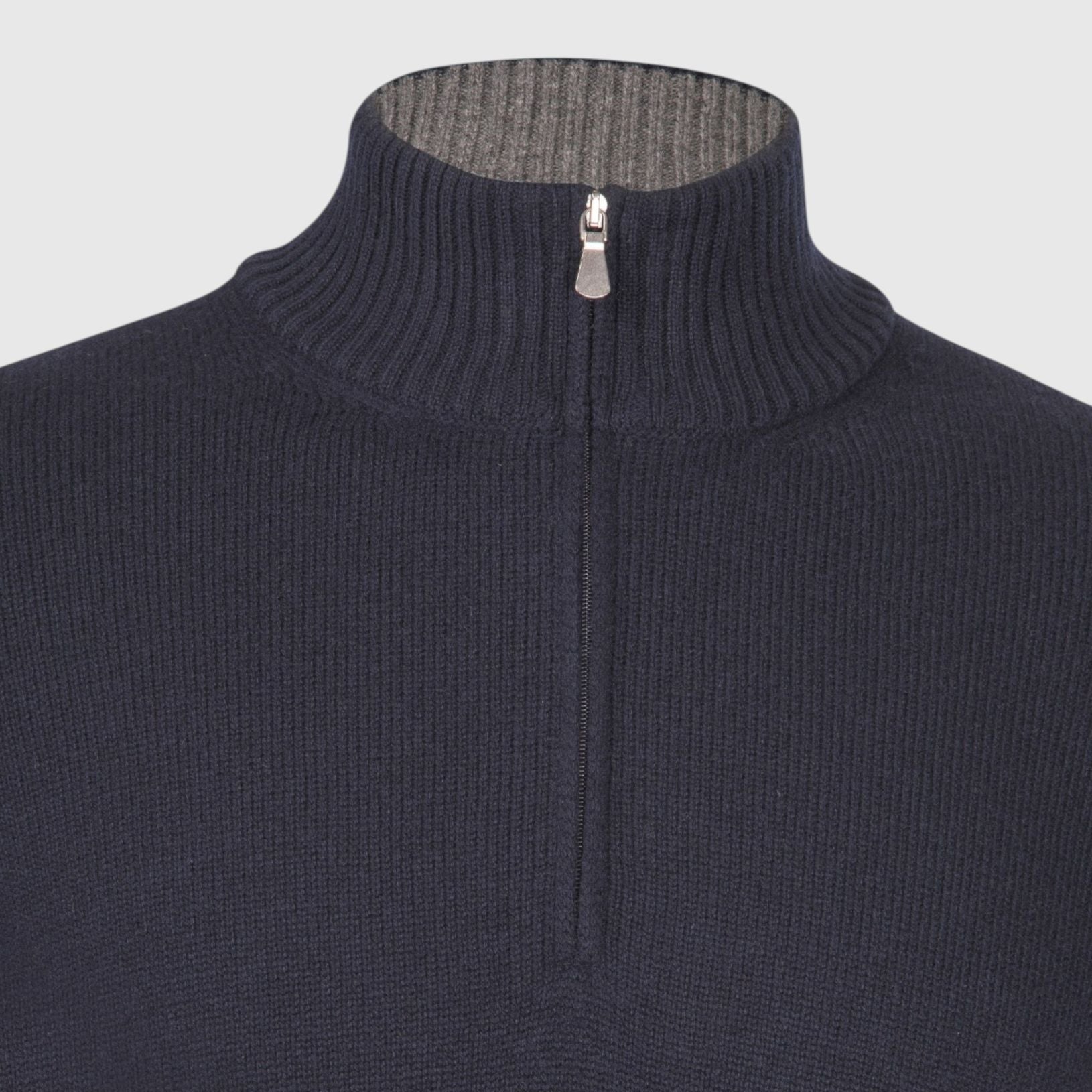 Gran Sasso Knitted Mock Zip Pullover Marine