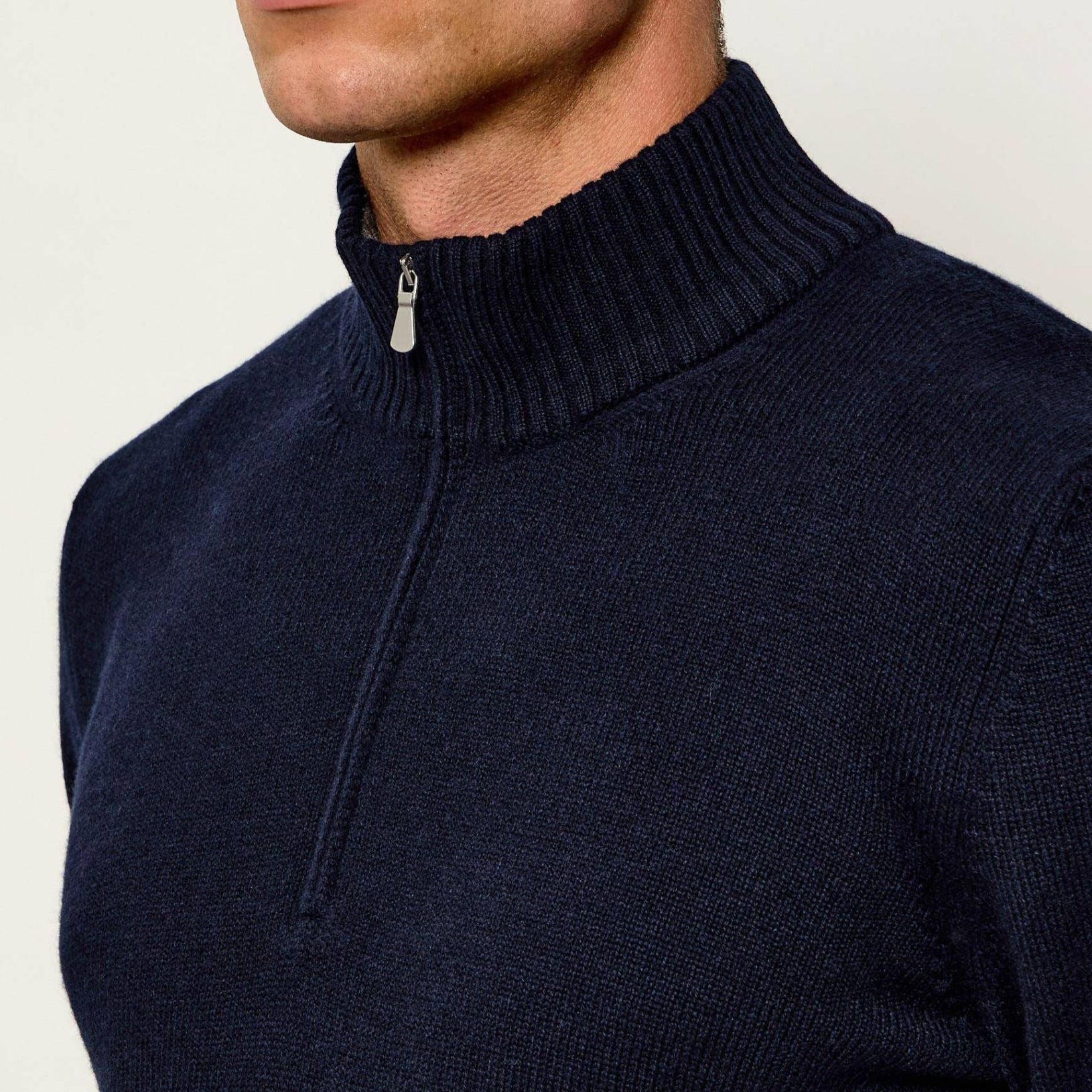 Gran Sasso Knitted Mock Zip Pullover Marine
