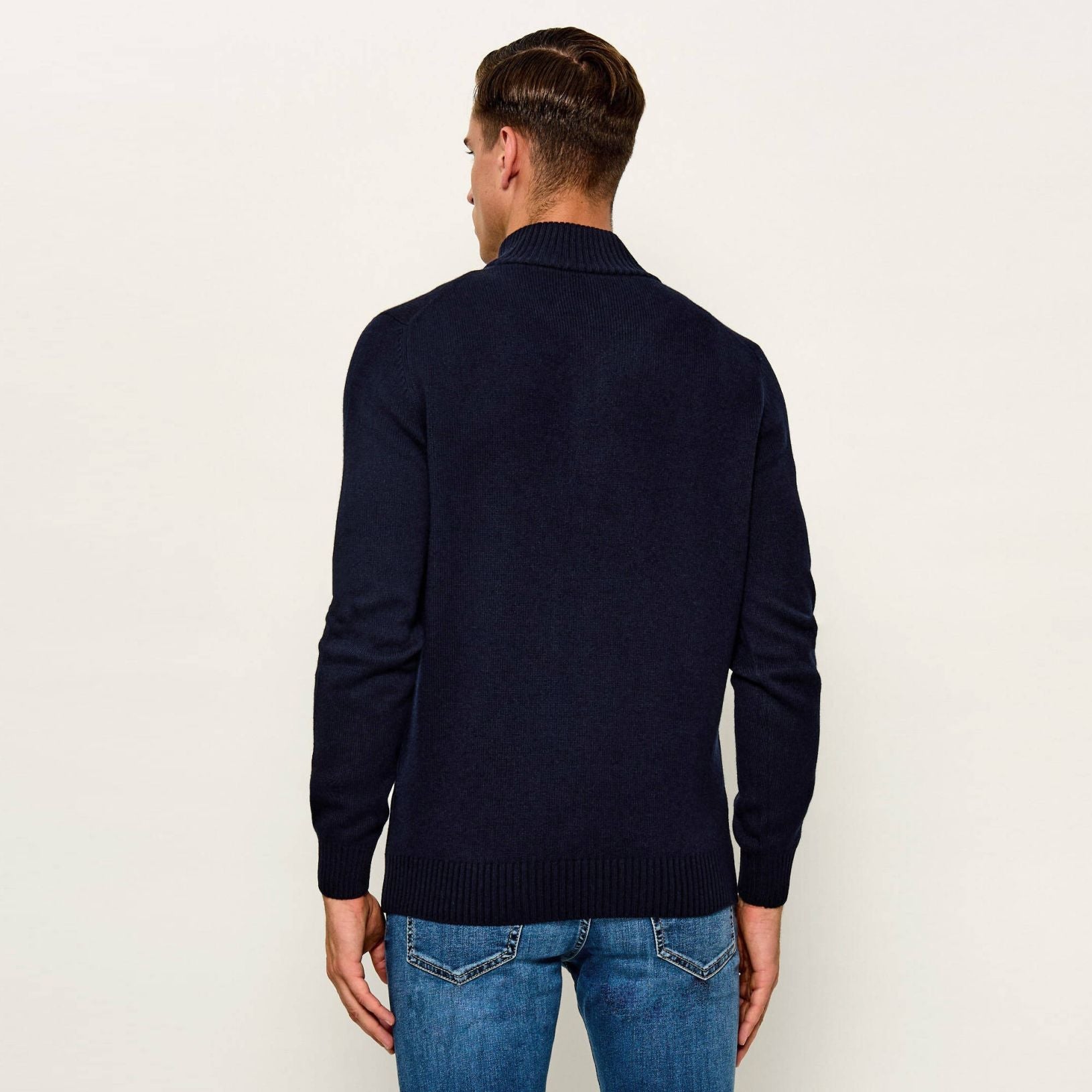 Gran Sasso Knitted Mock Zip Pullover Marine