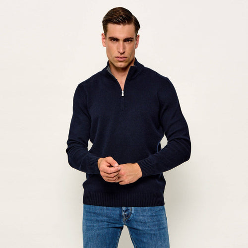 Gran Sasso Knitted Mock Zip Pullover Marine