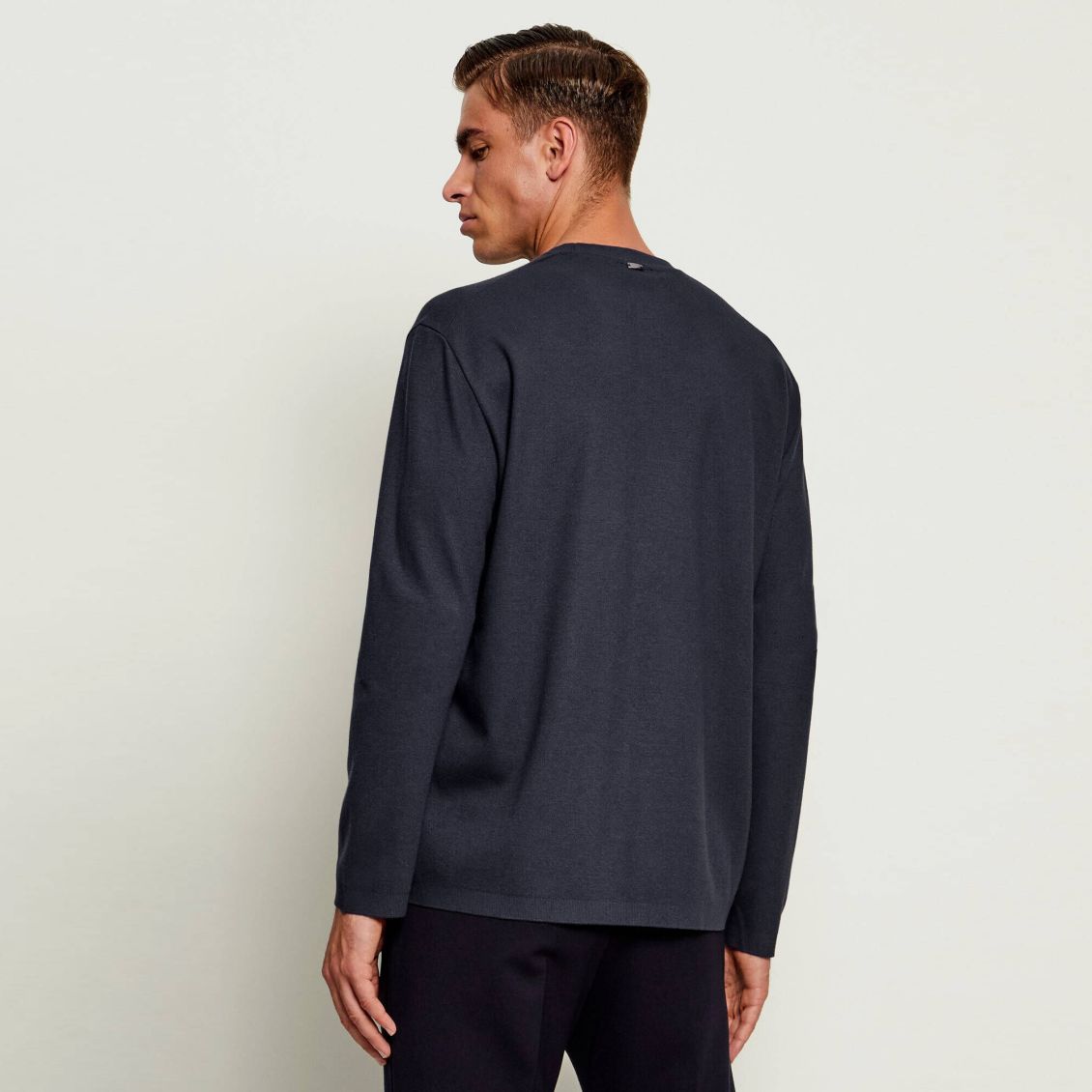 Herno Cotton & Cashmere Langarm-T-shirt Marine