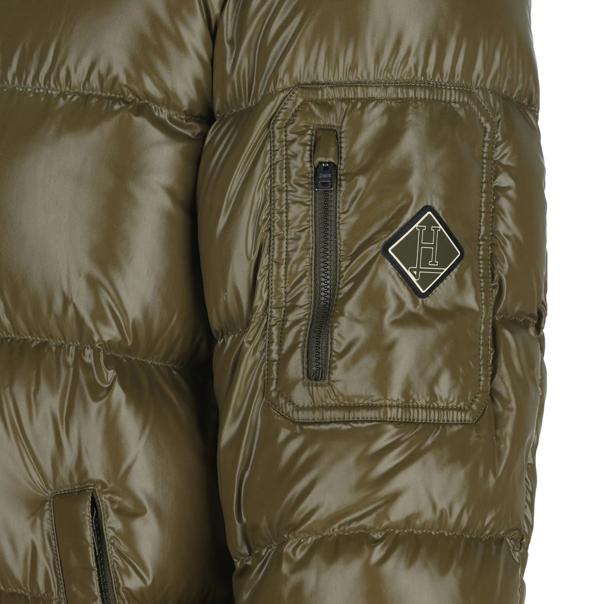 Herno Shiny Quilted Pufferjacke Dunkelgrün