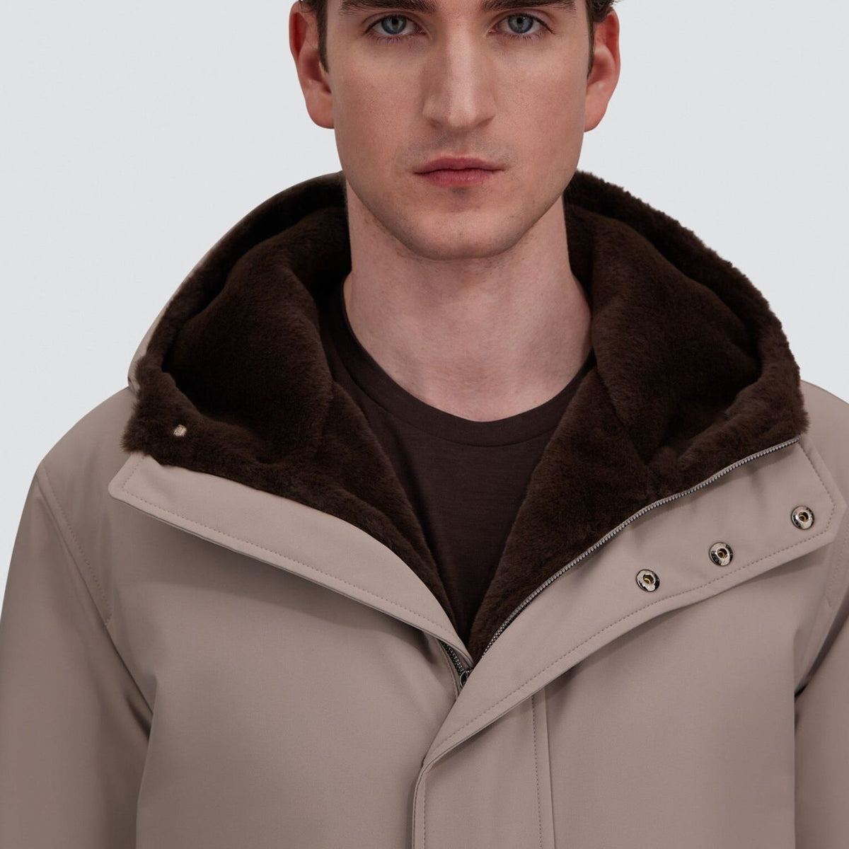 Herno Twill Fur Parka Grau