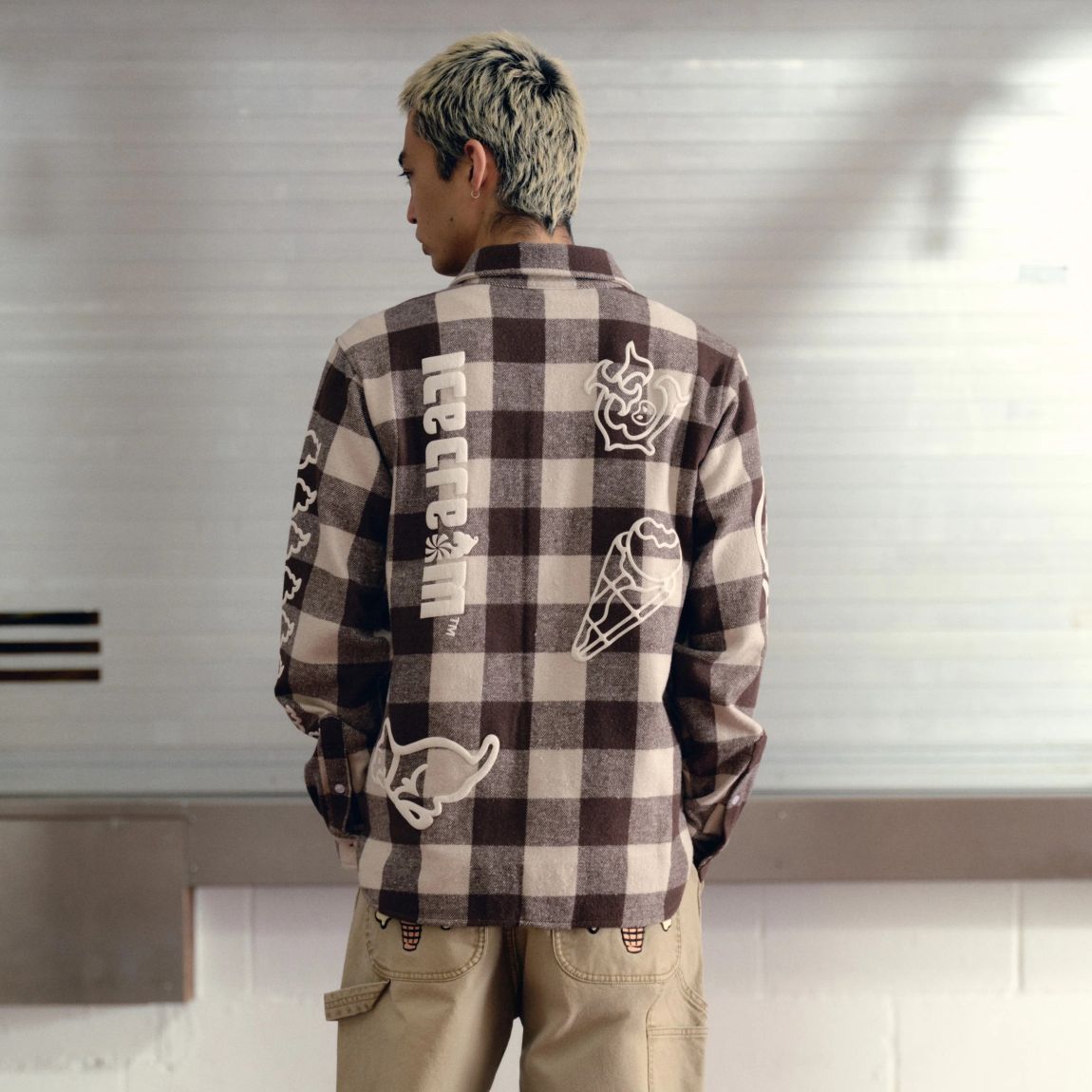 Icecream Multi Logo Check Overhemd Bruin