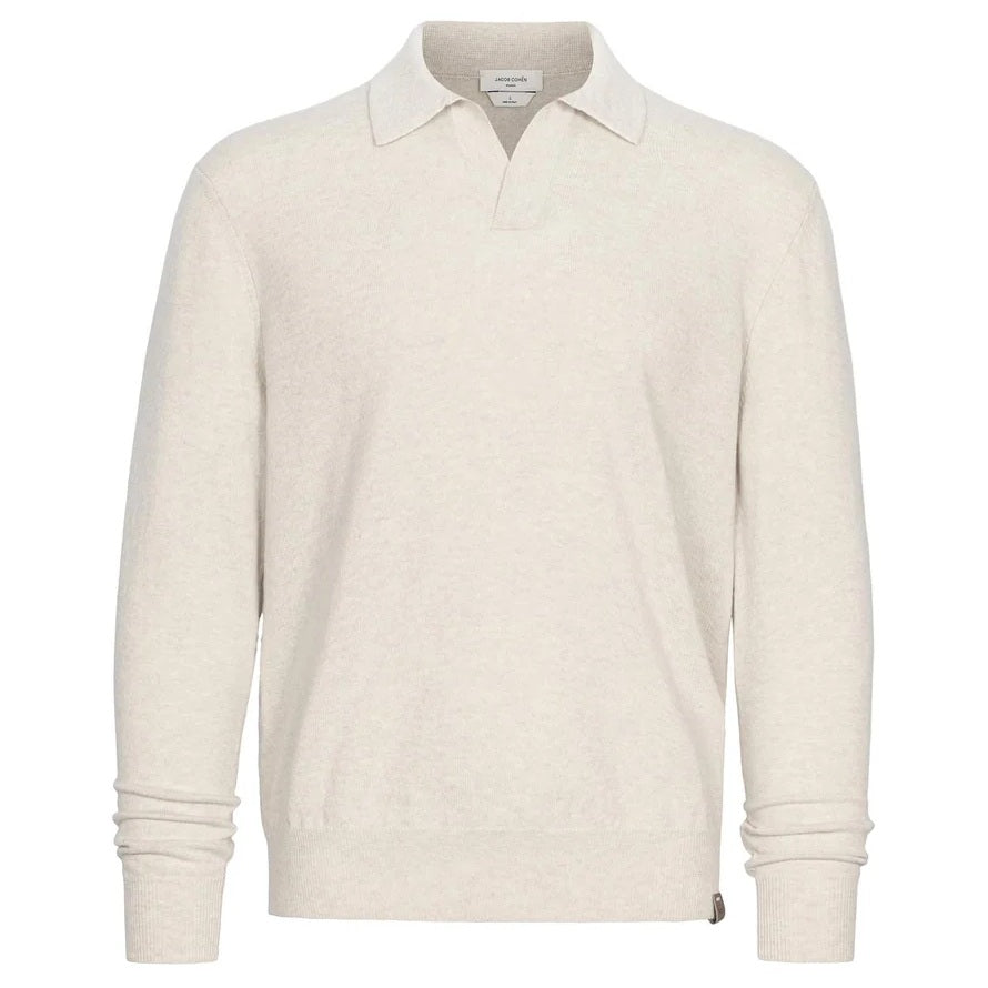 Jacob Cohën Kaschmir-Langarm-Poloshirt Beige