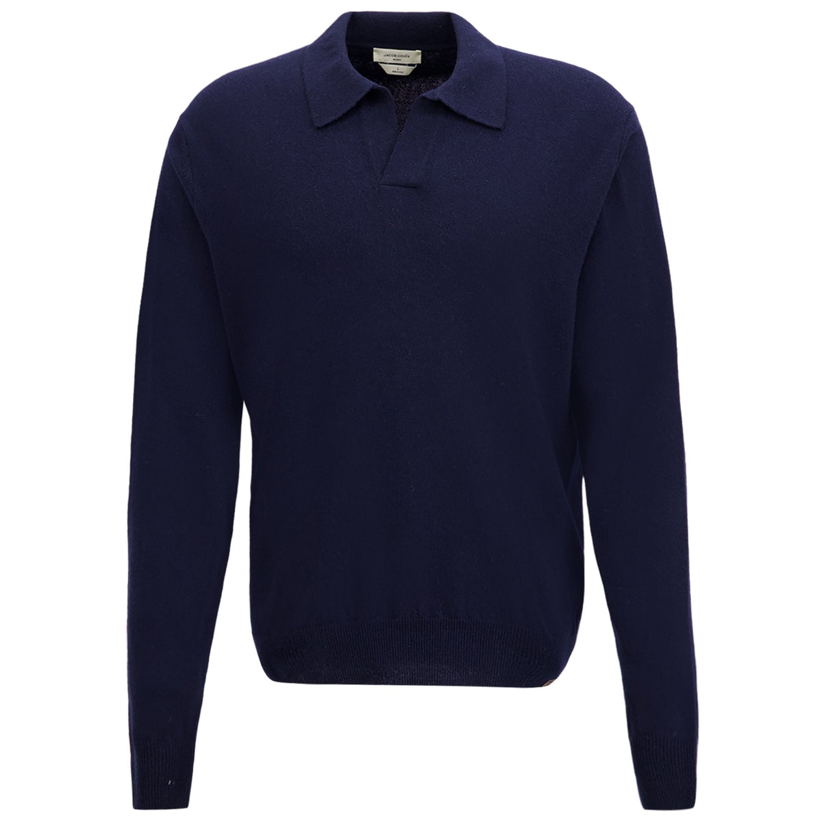 Jacob Cohën Kaschmir-Langarm-Poloshirt Dunkelblau
