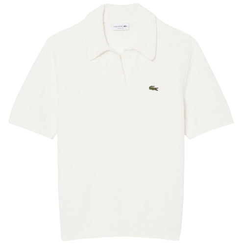 Lacoste Bouclé Knit Polo Off White