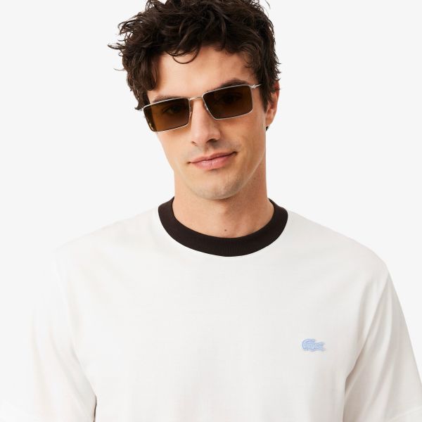 Lacoste Color-Blocked Croc T-shirt Off White