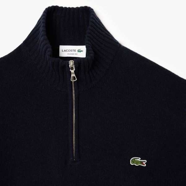 Lacoste Knitted Half Zip Sweater Navy