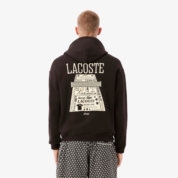 Lacoste Loose Fit Printed Hoodie Bruin