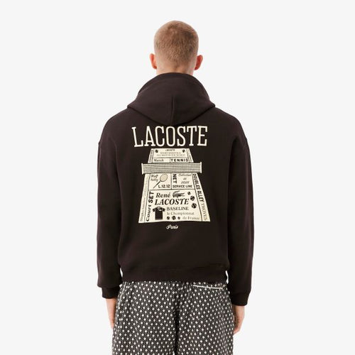 Lacoste Loose Fit Printed Hoodie Bruin