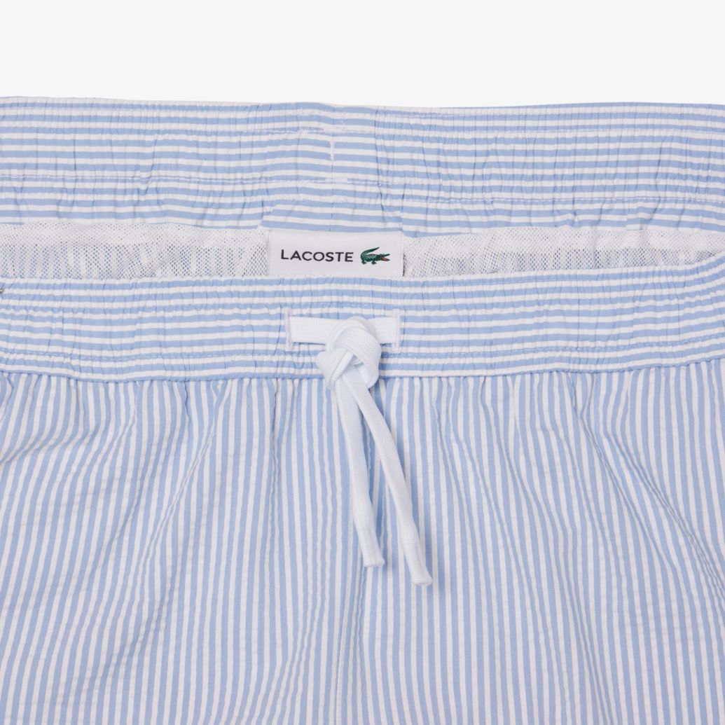 Lacoste Striped Zwembroek Wit/Blauw