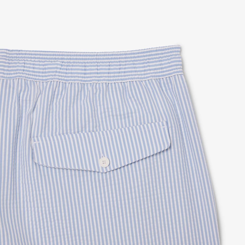 Lacoste Striped Zwembroek Wit/Blauw