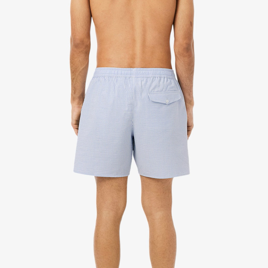 Lacoste Striped Zwembroek Wit/Blauw