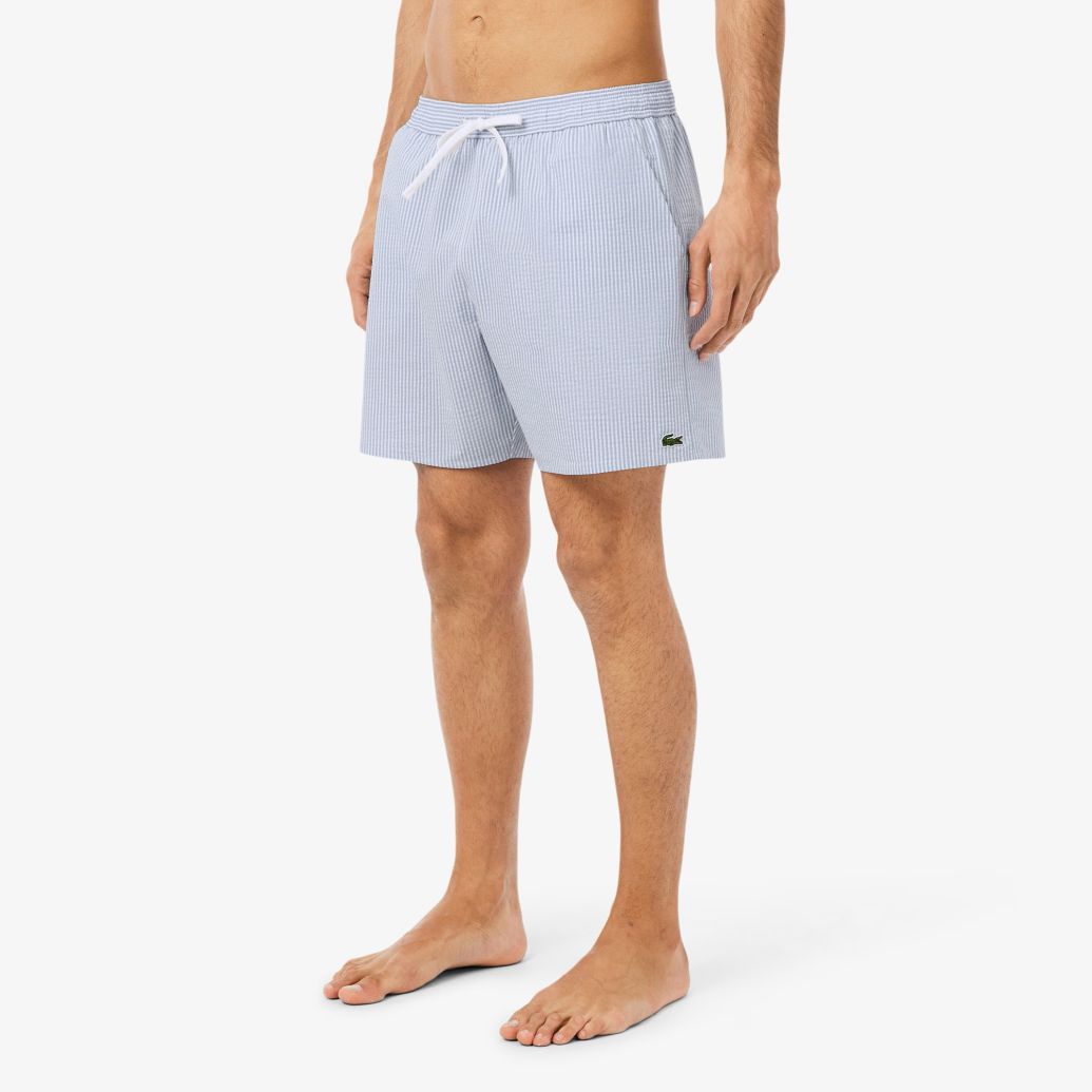 Lacoste Striped Zwembroek Wit/Blauw