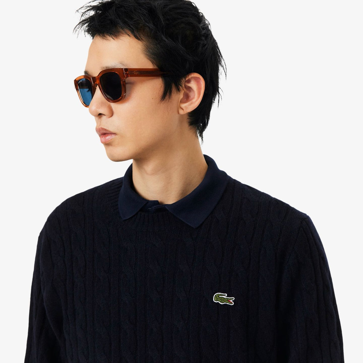 Lacoste Cable Knit Pullover Marine