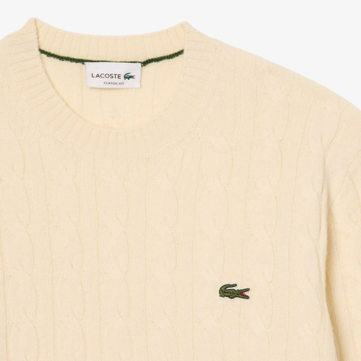 Lacoste Cable Knit Pullover Offwhite