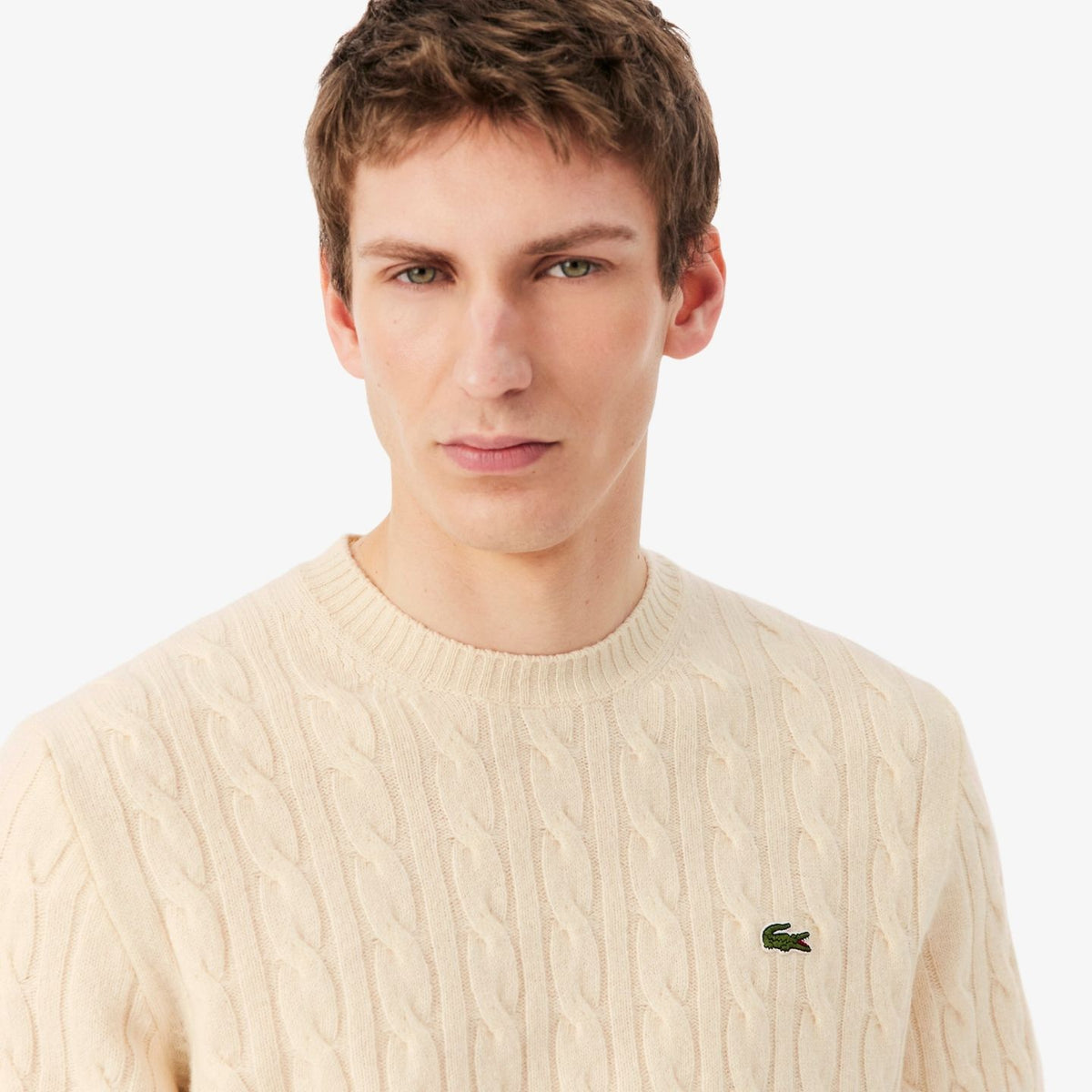 Lacoste Cable Knit Pullover Offwhite