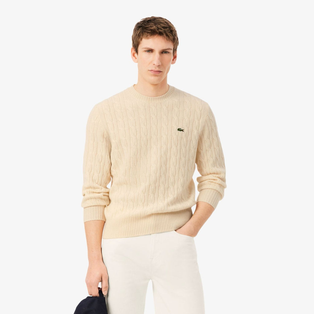 Lacoste Cable Knit Pullover Offwhite