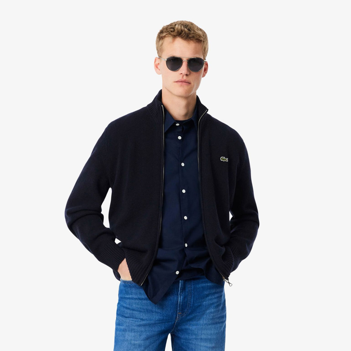 Lacoste Carded Wool Weste Marine