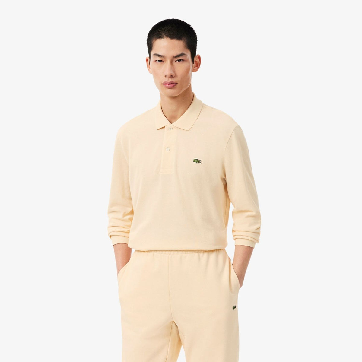 Lacoste Classic Fit Langarm-Poloshirt Beige