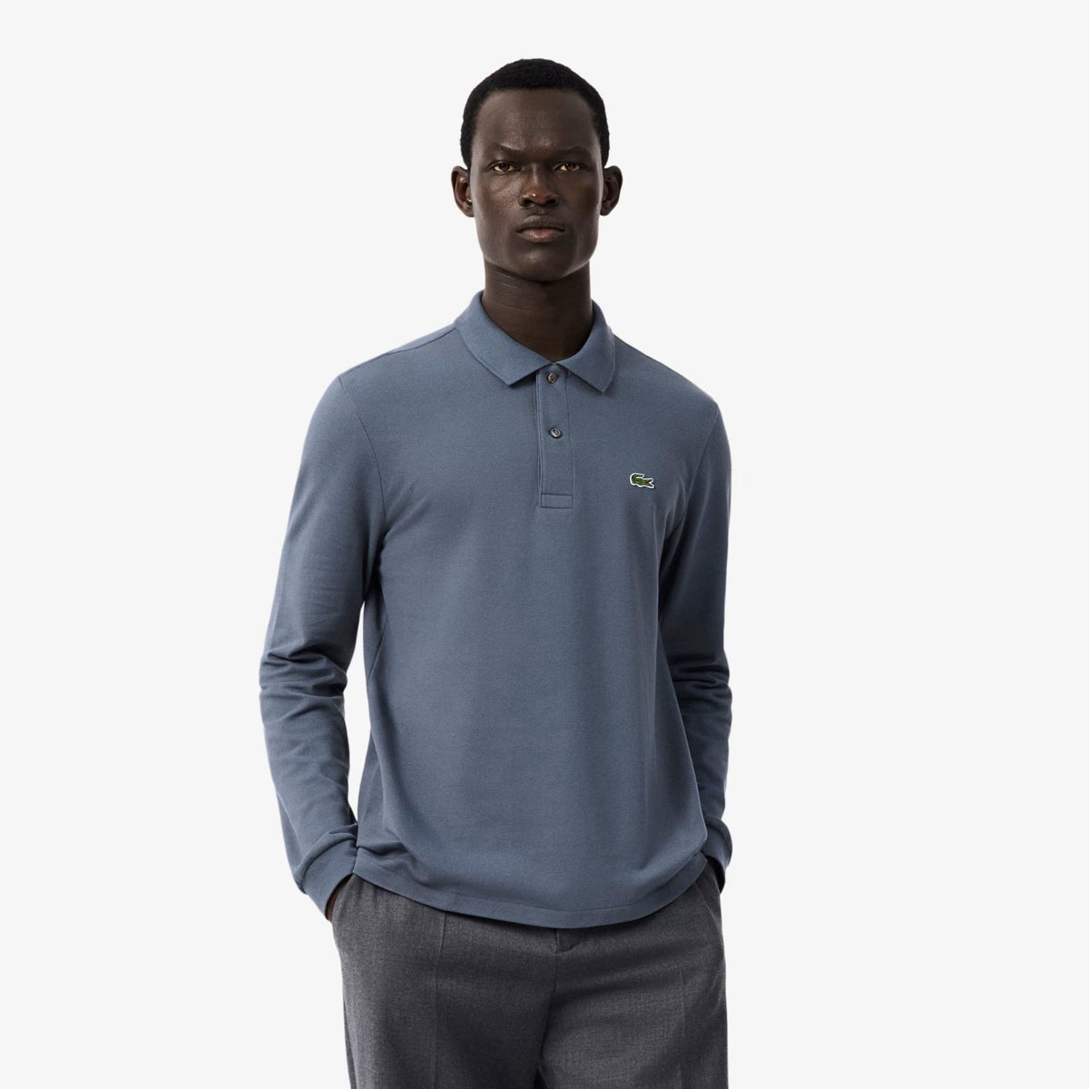 Lacoste Classic Fit Langarm-Poloshirt Grau