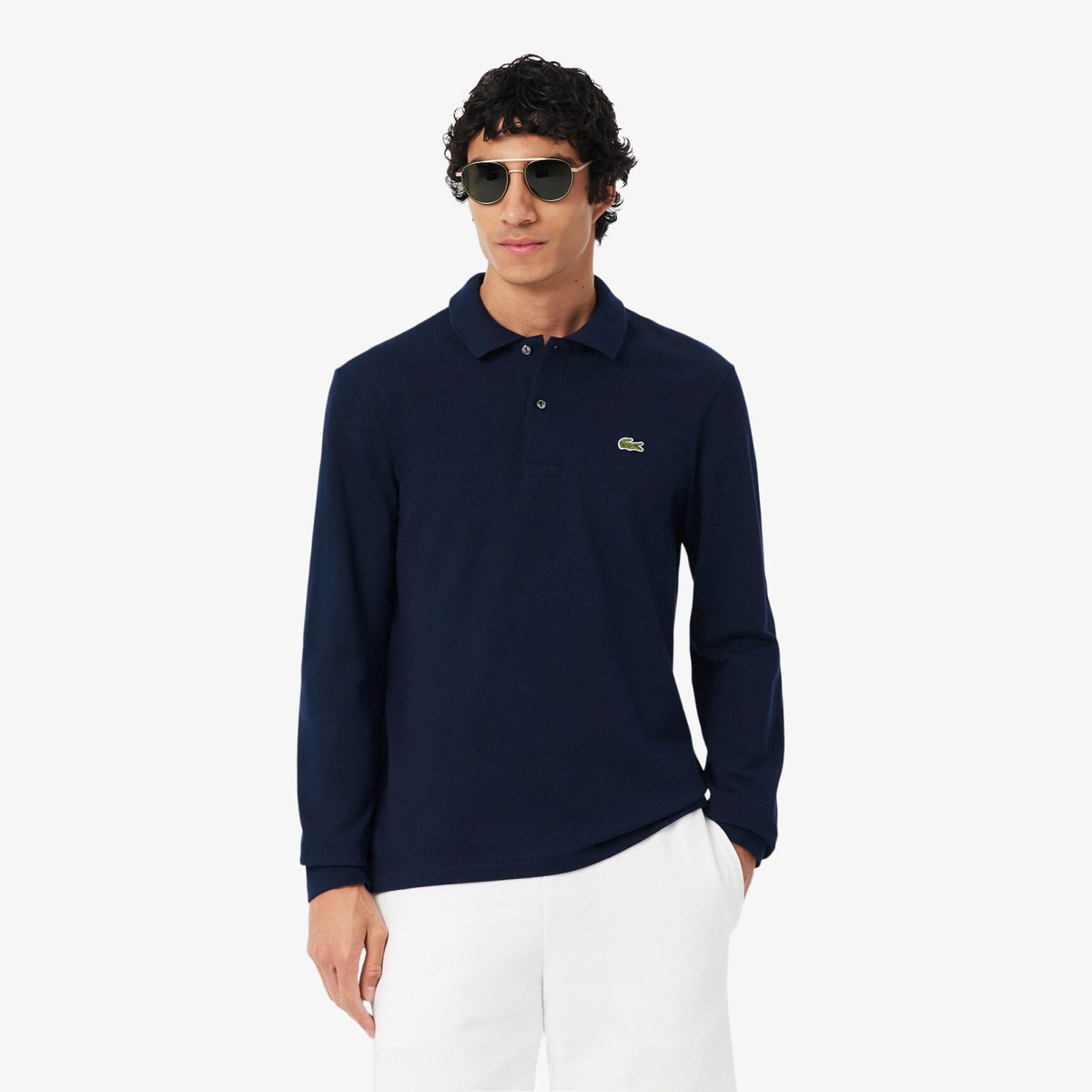 Lacoste Classic Fit Langarm-Poloshirt Marine